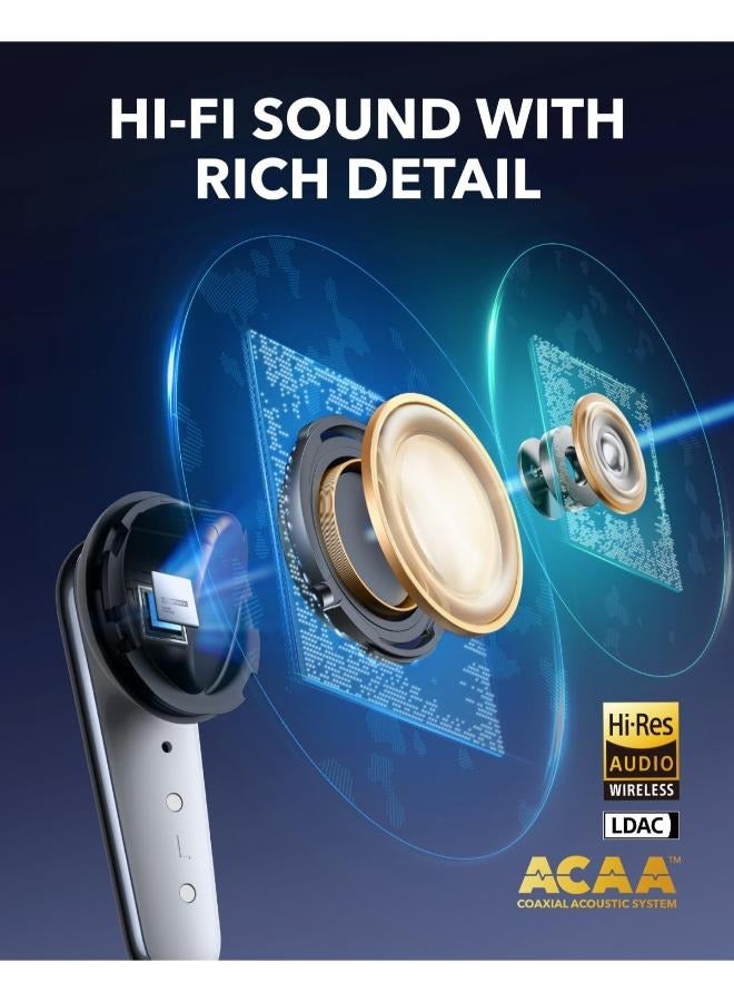 soundcore Liberty 4 Pro by Anker, Noise Cancelling Wireless Earbuds, 7-Sensor and Real-Time Adaptive Noise Cancelling, 2× Faster Charging, Studio-Level Hi-Fi Music, Clear Calls with 6 Mics and AI White - Image 5
