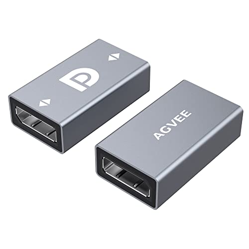 AGVEE 2 Pack Displayport Coupler Adapter, Alloy Shell 8K HDR Displayport (DP) 1.4 Female to Female Extender Extension Connetor Converter, Backward Compatible with 1.3 1.2 1.1, Gray - Image 1