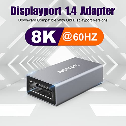 AGVEE 2 Pack Displayport Coupler Adapter, Alloy Shell 8K HDR Displayport (DP) 1.4 Female to Female Extender Extension Connetor Converter, Backward Compatible with 1.3 1.2 1.1, Gray - Image 2