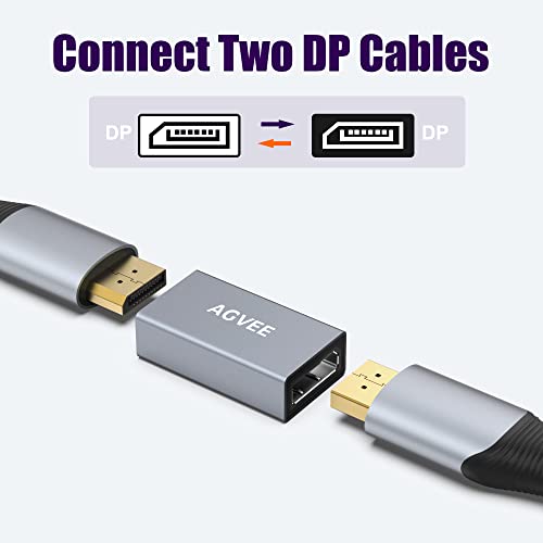 AGVEE 2 Pack Displayport Coupler Adapter, Alloy Shell 8K HDR Displayport (DP) 1.4 Female to Female Extender Extension Connetor Converter, Backward Compatible with 1.3 1.2 1.1, Gray - Image 3