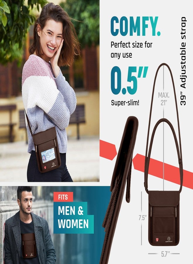 Alpha Keeper محفظة سفر تُعلق حول الرقبة مع حامل جواز سفر مزود بتقنية حجب RFID للرجال والنساء - حقيبة سفر رفيعة للغاية لحماية أوراقك المهمة ونقودك، ناعمة ومبتكرة - Image 2