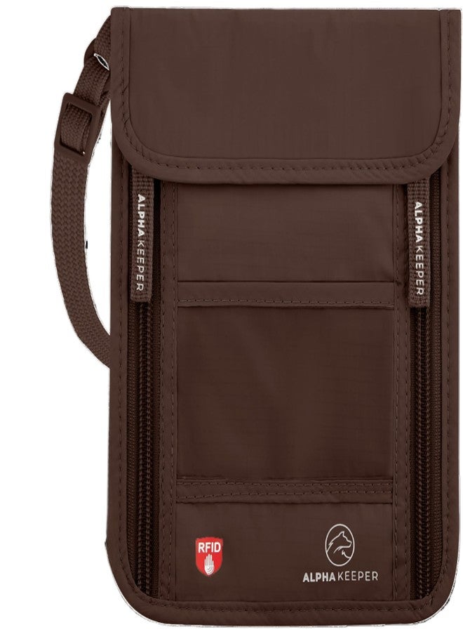 Alpha Keeper محفظة سفر تُعلق حول الرقبة مع حامل جواز سفر مزود بتقنية حجب RFID للرجال والنساء - حقيبة سفر رفيعة للغاية لحماية أوراقك المهمة ونقودك، ناعمة ومبتكرة - Image 1