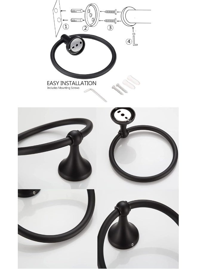 Biella Matte Black Towel Ring Hand Towel Holder For Bathroom, Wall Mount Towel Ring Circle Hanger Bathroom Hardware - Image 5