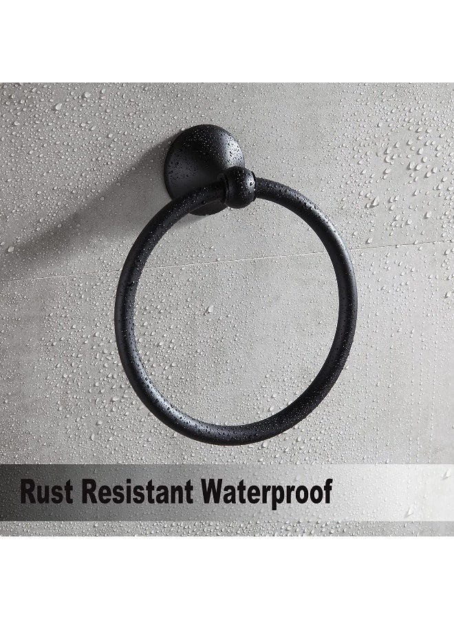 Biella Matte Black Towel Ring Hand Towel Holder For Bathroom, Wall Mount Towel Ring Circle Hanger Bathroom Hardware - Image 4