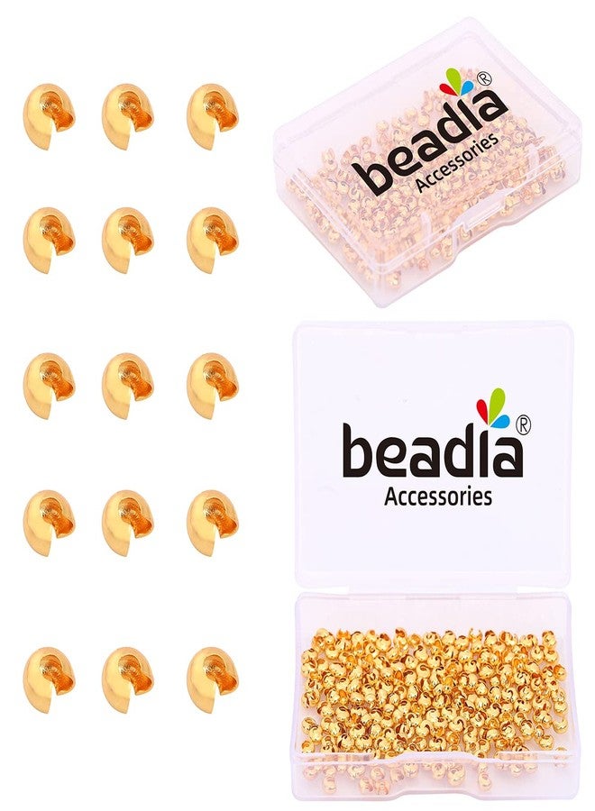 BEADIA 18K Gold Plated Open Crimp Beads Non Tarnish 3.6mm 300pcs for Jewelry Making Findings - Image 1