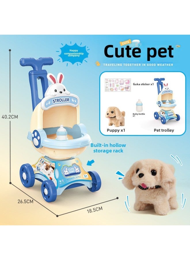 Children's Trolley Toy With Electric Doll Rabbit Pet Girl Play Home Baby Children's Day Gift-Color:Golden Hair Bottle Cart Medium Size-Specifications:Battery Version  - Image 1