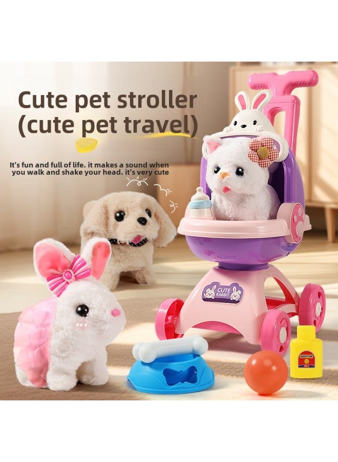 Children's Trolley Toy With Electric Doll Rabbit Pet Girl Play Home Baby Children's Day Gift-Color:Golden Hair Bottle Cart Medium Size-Specifications:Battery Version  - Image 2
