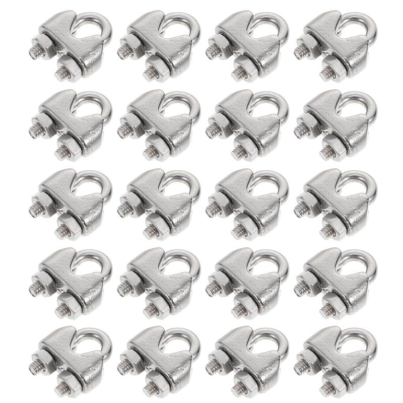24pcs Stainless Steel 304 Wire Rope Clamps U-Bolt Saddle Fasteners Metal Cable Clips for Rigging and Industrial Lifting Applications - Image 1