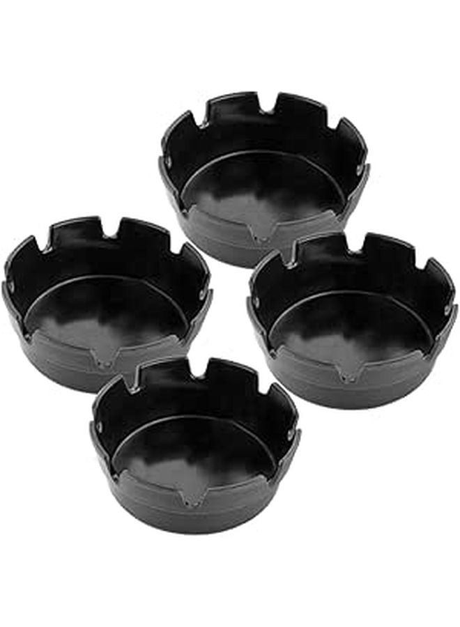 4 Pcs Black Plastic Ashtray Set 8 Slot Indoor Outdoor Patio Desktop Holder - Image 1