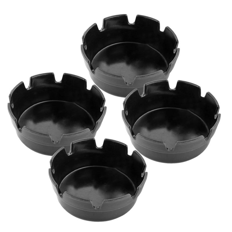 4 Pcs Black Plastic Ashtray Set 8 Slot Indoor Outdoor Patio Desktop Holder - Image 2
