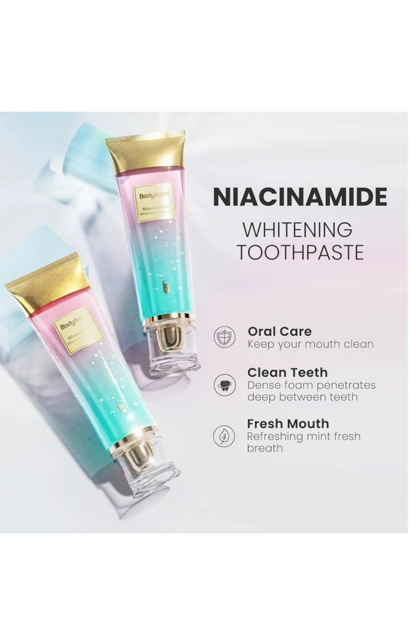 بودي أكسيل معجون أسنان نياسيناميد من بودي أكسيل تبييض ثلاثي لإزالة البقع طبيعي ولطيف للنفس المنعش - Image 4