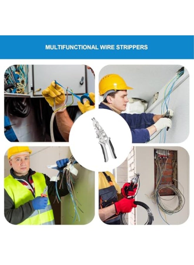 Multifunctional Wire Stripper, Professional Wire Stripping Tool, Portable Cable Stripper Crimper, Stainless Steel Wire Cutter, Ergonomic Handle Wire Crimper for Home Appliance Maintenance, Grey - Image 4