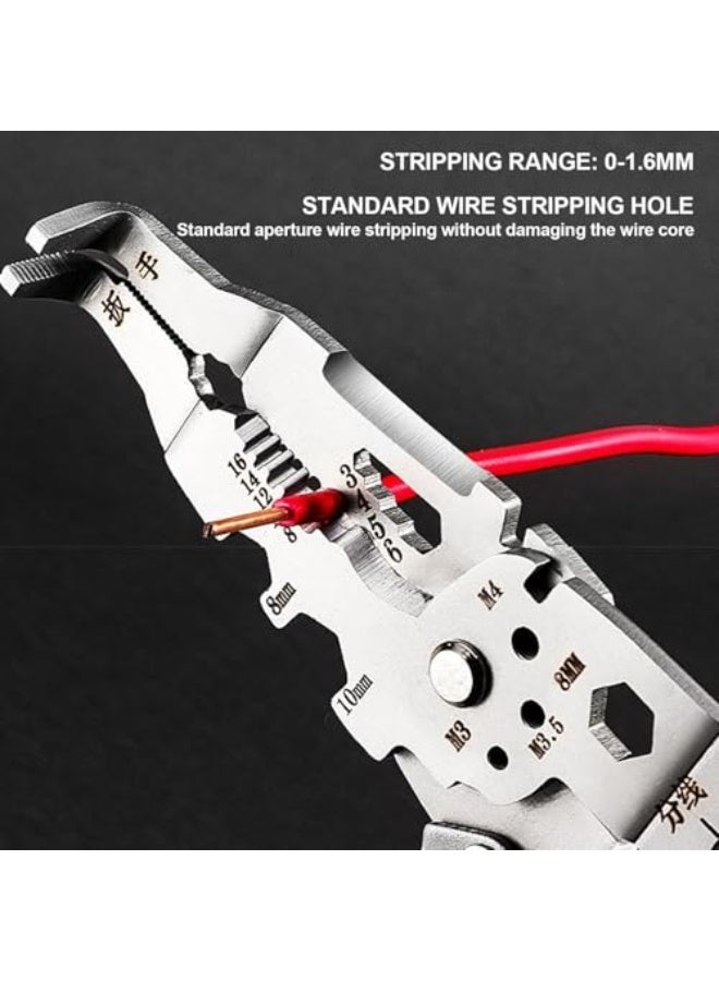 Multifunctional Wire Stripper, Professional Wire Stripping Tool, Portable Cable Stripper Crimper, Stainless Steel Wire Cutter, Ergonomic Handle Wire Crimper for Home Appliance Maintenance, Grey - Image 5