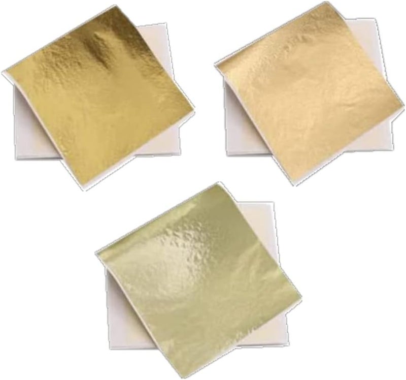 Deconicer 300pcs Imitaion Gold Leaf Sheets for Resin.3 Multi-Color Gold Foil Sheets (Gold,Champagne Gold,Champagne Silver) are Suitable for Art,Crafts,Painting,Furniture,Decoration.3.15×3.35 inches. - Image 1