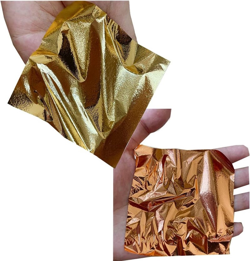 Deconicer 300pcs Imitaion Gold Leaf Sheets for Resin.3 Multi-Color Gold Foil Sheets (Gold,Champagne Gold,Champagne Silver) are Suitable for Art,Crafts,Painting,Furniture,Decoration.3.15×3.35 inches. - Image 2