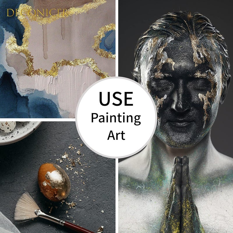 Deconicer 300pcs Imitaion Gold Leaf Sheets for Resin.3 Multi-Color Gold Foil Sheets (Gold,Champagne Gold,Champagne Silver) are Suitable for Art,Crafts,Painting,Furniture,Decoration.3.15×3.35 inches. - Image 4