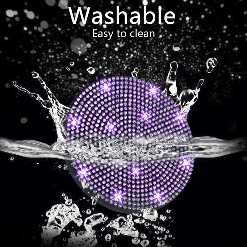 NBTEPEM 4pcs Bling Car Cup Holder Coaster, 2.75 inch Anti-Slip Shockproof Universal Car Coasters Insert Bling Crystal Rhinestone Automotive Interior Accessories for Women (4 pcs, Purple Violet) - Image 3