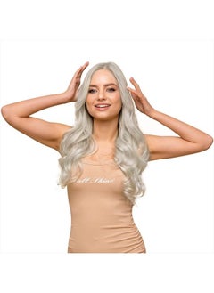 Full Shine Blonde Tape in Hair Extensions 20 Inch Real Human Hair Tape in Extensions Color 1000 Ice Blonde Adhesive Hair Extension 40 Pcs 100 Gram Double Sided Tape Hair for Women  - Image 1