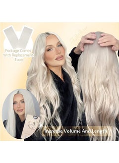 Full Shine Blonde Tape in Hair Extensions 20 Inch Real Human Hair Tape in Extensions Color 1000 Ice Blonde Adhesive Hair Extension 40 Pcs 100 Gram Double Sided Tape Hair for Women  - Image 5