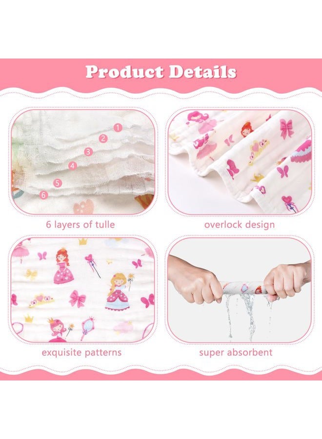 Decalsweet Baby Burp Cloths Muslin Washcloths 6 Pack Muslin Burp Cloths 100% Cotton Large 20''x12'' Soft 6 Layers Baby Burp Rags for Boys Girls Baby Essentials for Newborn Gift Machine Washable - Image 4