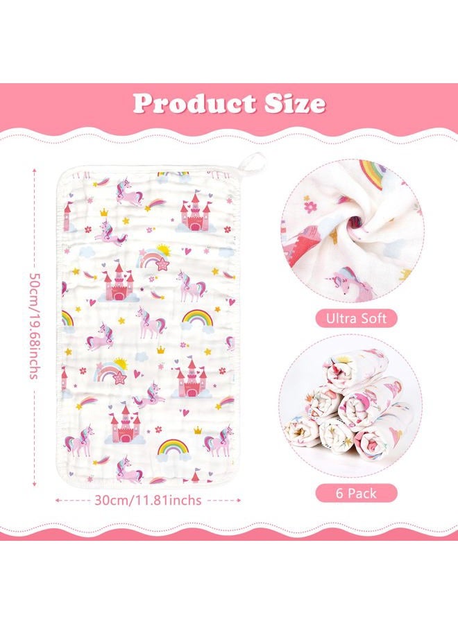 Decalsweet Baby Burp Cloths Muslin Washcloths 6 Pack Muslin Burp Cloths 100% Cotton Large 20''x12'' Soft 6 Layers Baby Burp Rags for Boys Girls Baby Essentials for Newborn Gift Machine Washable - Image 2