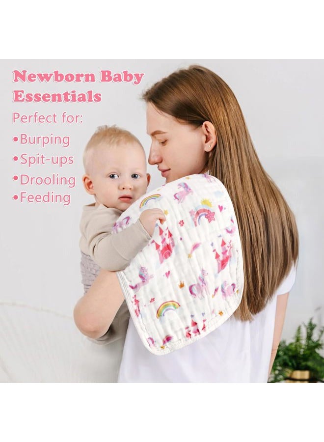 Decalsweet Baby Burp Cloths Muslin Washcloths 6 Pack Muslin Burp Cloths 100% Cotton Large 20''x12'' Soft 6 Layers Baby Burp Rags for Boys Girls Baby Essentials for Newborn Gift Machine Washable - Image 5