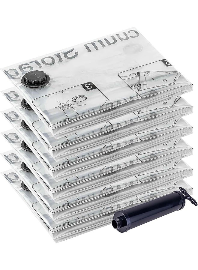 Vacuum Storage Bags 6 Large, Space Saver Bags with Travel Hand Pump, Compression Airtight Sealer Bags for Clothes, Bedding, Pillows, Comforters, Blankets (6 Large)  - Image 1