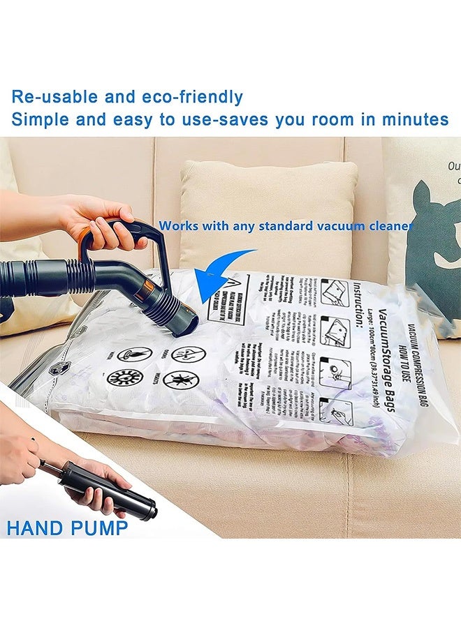 Vacuum Storage Bags 6 Large, Space Saver Bags with Travel Hand Pump, Compression Airtight Sealer Bags for Clothes, Bedding, Pillows, Comforters, Blankets (6 Large)  - Image 4