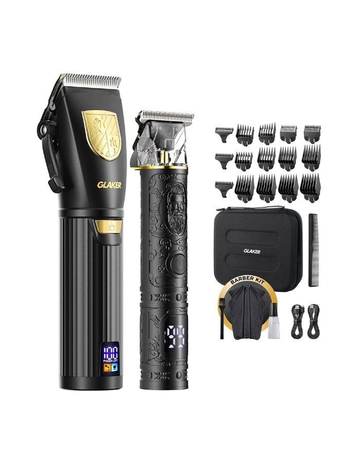 GLAKER Professional Hair Clipper and Trimmer Kit for Men 6026+1019 – Cordless Barber Cutting Machine, 6500RPM Motor, 12 Guards, Fade Control, Long Battery Life, Self-Sharpening Blades - Image 1