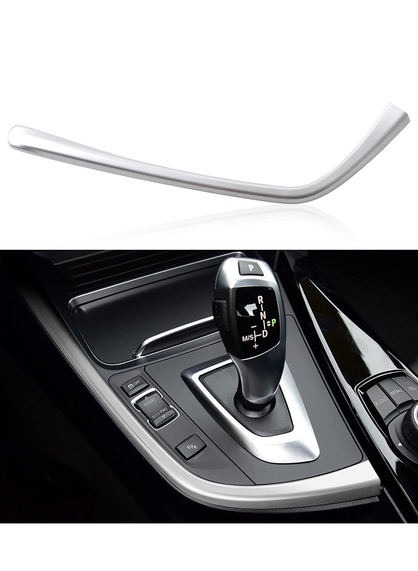 thumbnail image 2 of Xotic Tech Silver Aluminum Gear Shift Knob P Parking Button Trim For BMW F22 F30 F32 F33 F15 – Center/Lower Console 2 of 5