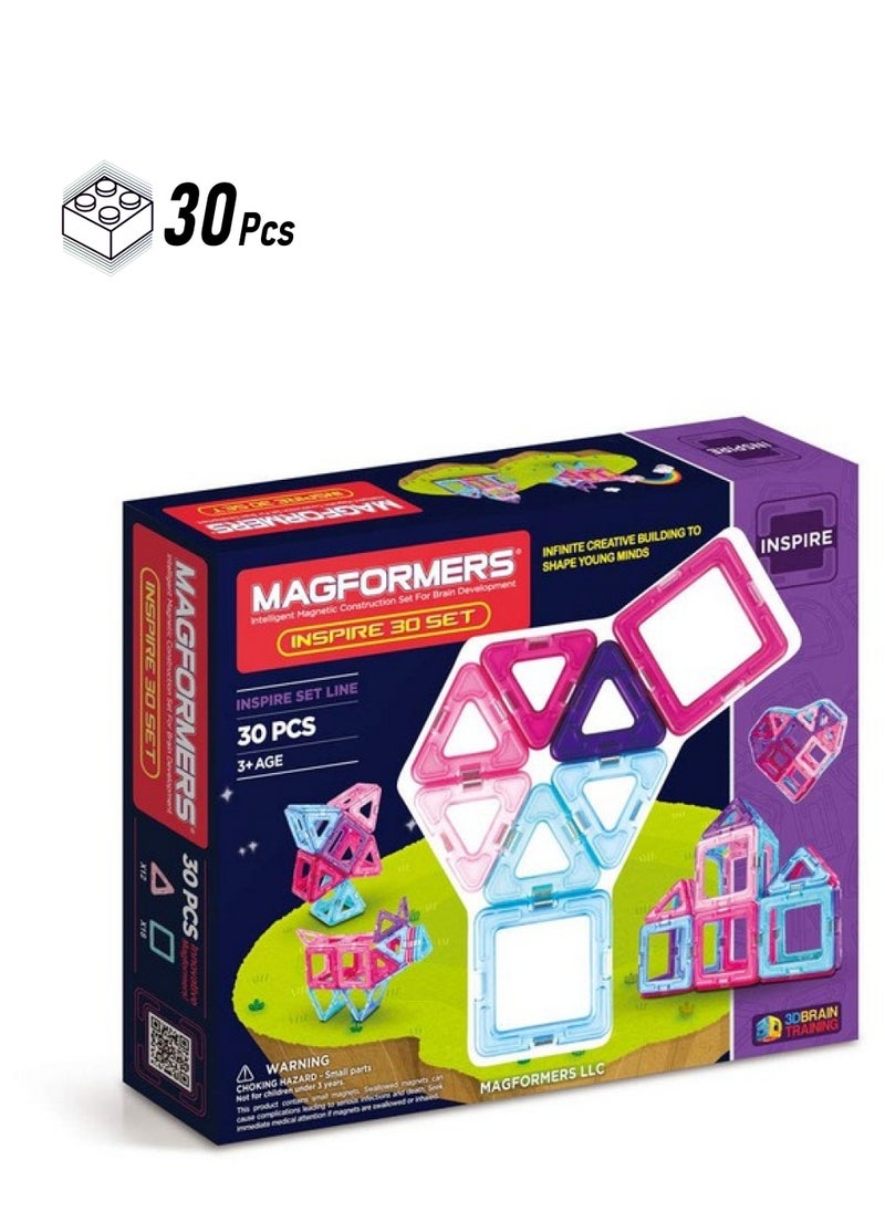 Magformers Inspire Set (30 Pieces) Building Blocks Educational Magnetic Tiles Kit Magnetic Construction Stem Toy Set 63097  - Image 1