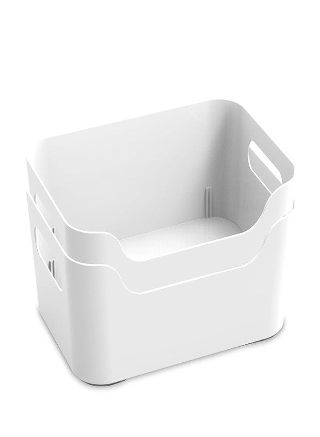 Radiant Storage Box and Organiser | Storage Organiser | Organizer Storage Box for Home & Kitchen | Durable Storage Basket & Plastic Basket for Storage (White, Pack of 2) - Image 1