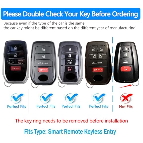 Tukellen for Toyota Key fob Cover Soft Key Shell Case for 2025 Camry 2019-2025 Land Cruiser,2021-2025 Sienna Venza Hilux Fortuner 2023-2025 Highlander Tundra Corolla bZ4X Prius 4/5/6 Buttons-Silver - Image 2