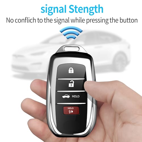Tukellen for Toyota Key fob Cover Soft Key Shell Case for 2025 Camry 2019-2025 Land Cruiser,2021-2025 Sienna Venza Hilux Fortuner 2023-2025 Highlander Tundra Corolla bZ4X Prius 4/5/6 Buttons-Silver - Image 5