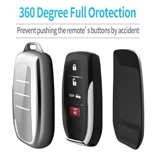Tukellen for Toyota Key fob Cover Soft Key Shell Case for 2025 Camry 2019-2025 Land Cruiser,2021-2025 Sienna Venza Hilux Fortuner 2023-2025 Highlander Tundra Corolla bZ4X Prius 4/5/6 Buttons-Silver - Image 4