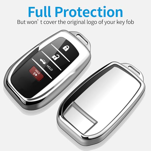Tukellen for Toyota Key fob Cover Soft Key Shell Case for 2025 Camry 2019-2025 Land Cruiser,2021-2025 Sienna Venza Hilux Fortuner 2023-2025 Highlander Tundra Corolla bZ4X Prius 4/5/6 Buttons-Silver - Image 3