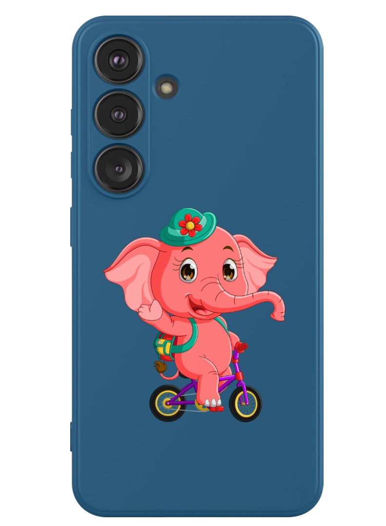 Theodor Protective Slim Fit Case Liquid Silicone Cover with Full Body Protection Anti-Scratch Shockproof Case For Samsung Galaxy S24 Plus (Blue) - pink elephant - Image 1