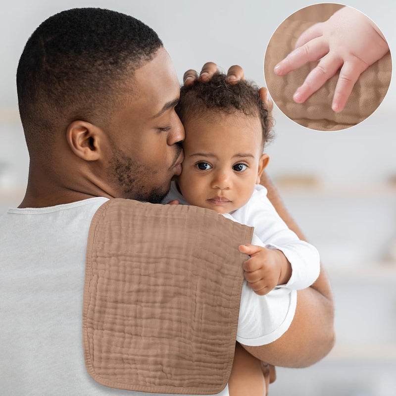 YOOFOSS Muslin Burp Cloths for Baby 10 Pack 100% Cotton Baby Washcloths for Boys Girls Large 20''X10'' Super Soft and Gradient Coffee - Image 5