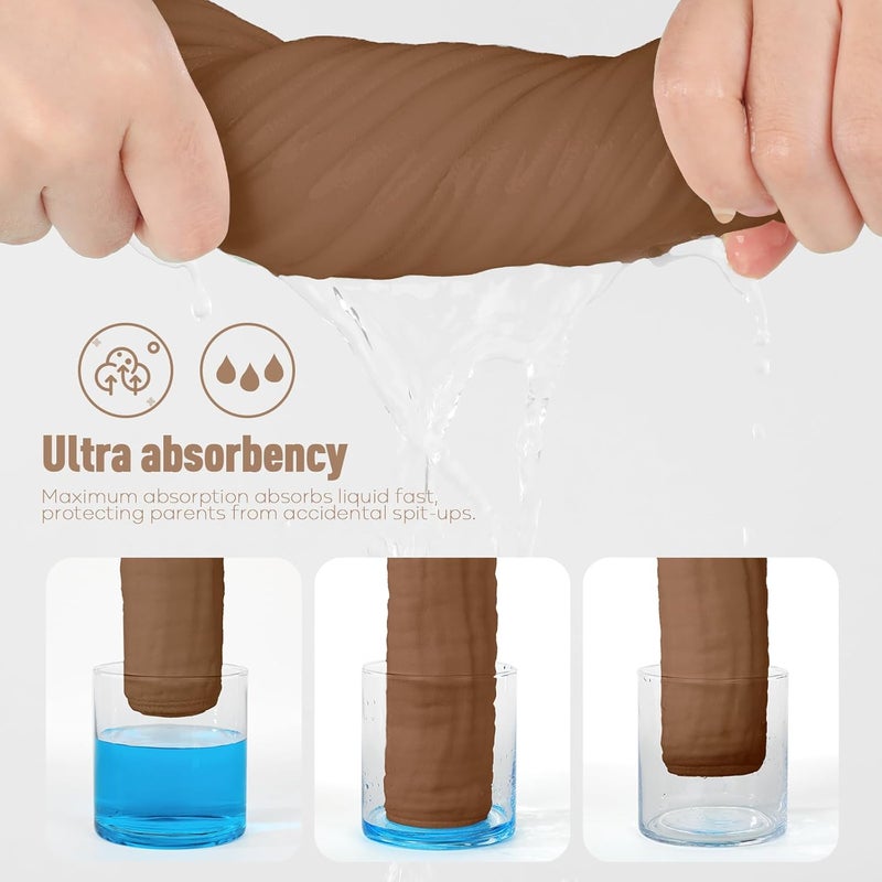 YOOFOSS Muslin Burp Cloths for Baby 10 Pack 100% Cotton Baby Washcloths for Boys Girls Large 20''X10'' Super Soft and Gradient Coffee - Image 3