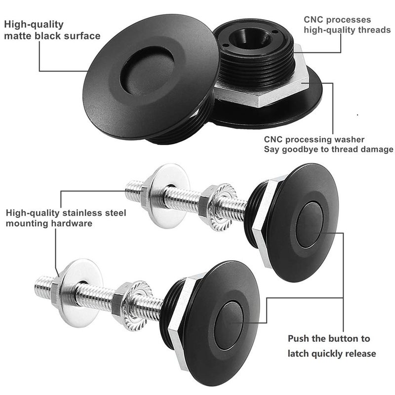 RVCAZON STETION Quick Release Latch License Plate Lock Clip 4Pcs 1.25" Diameter Aluminum Alloy Car Hood Pins Lock Clip Kit for Bumper Hood License Plate (4 Pack - Black) - Image 3