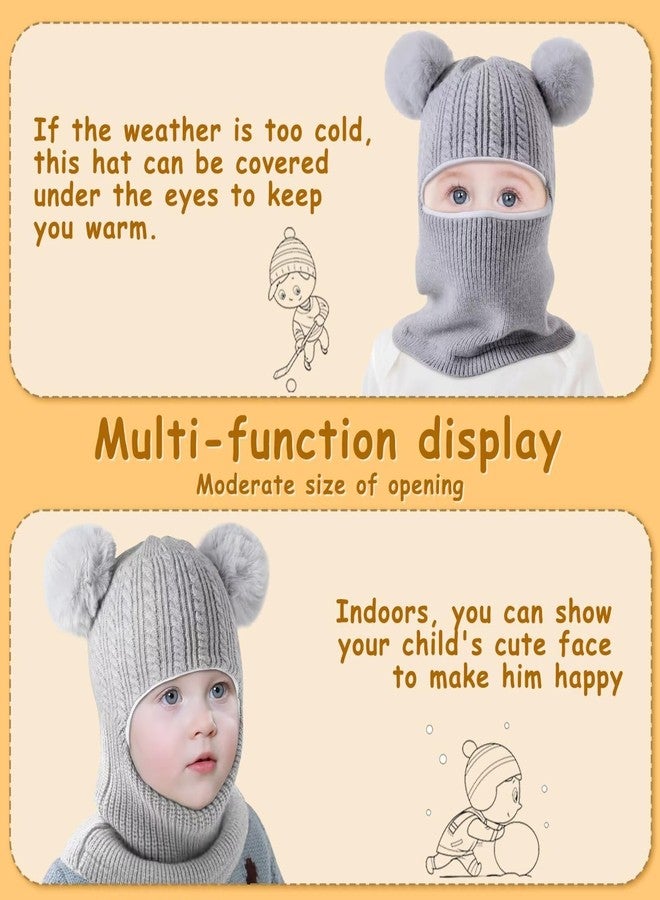 HAITHO Baby Winter Hat Scarf Set 2 Pack, Toddler Beanie Hats Girl Boy with Neck Warmer, Beanie for Kids Knit Warm for Cold Weather, Royal Blue&brown, 6-36 Months - Image 3