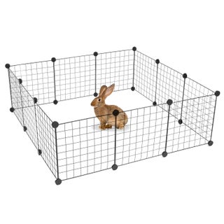 Premium Pet Playpen - Heavy-Duty Foldable Metal Exercise Pen - Durable High-Density 12 Panels Interlocking Metal Wire Fence Cage Container for Rabbits, Guinea Pigs & Small Animals (Sleek Modern Black Modular Space-Saving Profile) - Manual Animal Containment Sorting Convenience & Pet Facility Asset Management Template