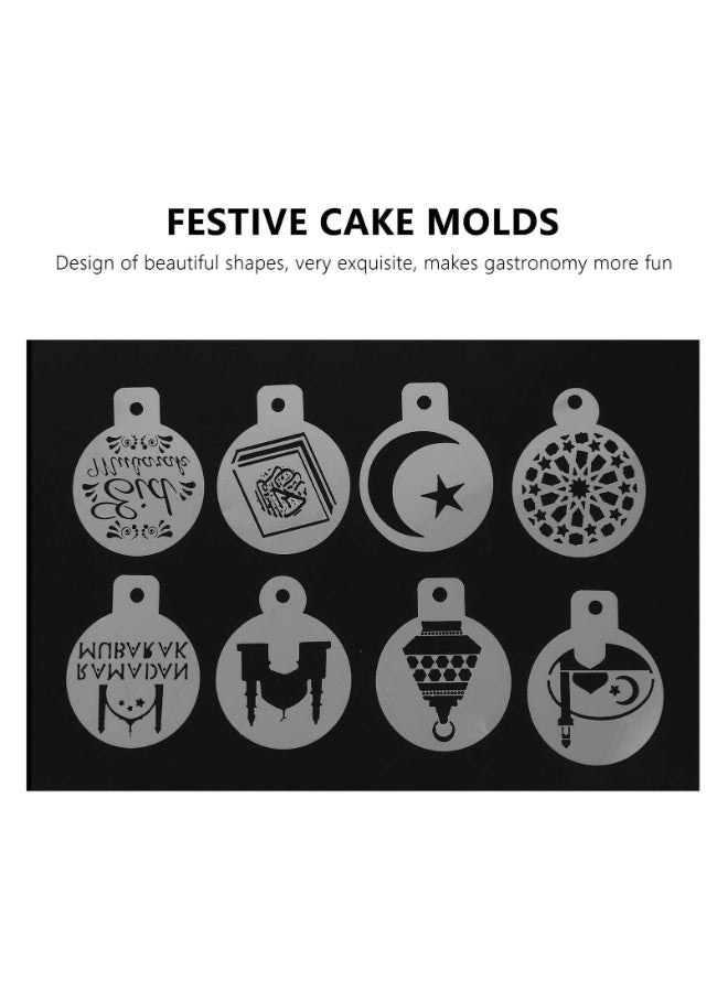 سانموجيد قوالب تزيين القهوة لعيد رمضان، قابلة لإعادة الاستخدام، لتزيين الكيك والبسكويت والحلويات والرسم والتزيين، أدوات تزيين، مستلزمات حفلات رمضان الإسلامية - Image 5