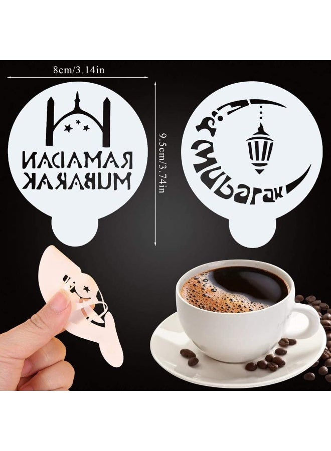 سانموجيد قوالب تزيين القهوة لعيد رمضان، قابلة لإعادة الاستخدام، لتزيين الكيك والبسكويت والحلويات والرسم والتزيين، أدوات تزيين، مستلزمات حفلات رمضان الإسلامية - Image 3