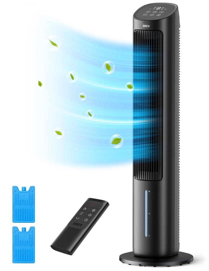 مروحة دورو البرج 40 مروحة تهب هواء بارد 80 دوران خزان ماء قابل للإزالة تحكم عن بعد 4 سرعات مؤقت 7 ساعات غرفة النوم أسود