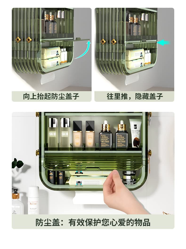 Jolfay Jolfay Bathroom Storage Rack Wall Mounted Non Perforated Bathroom Wall Mounted Washing Table Cosmetics Storage Waterproof  - Image 4
