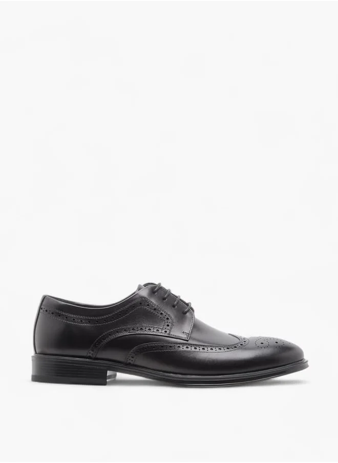 DUCHINI Men's Perforated Derby Shoes with Lace-Up Closure