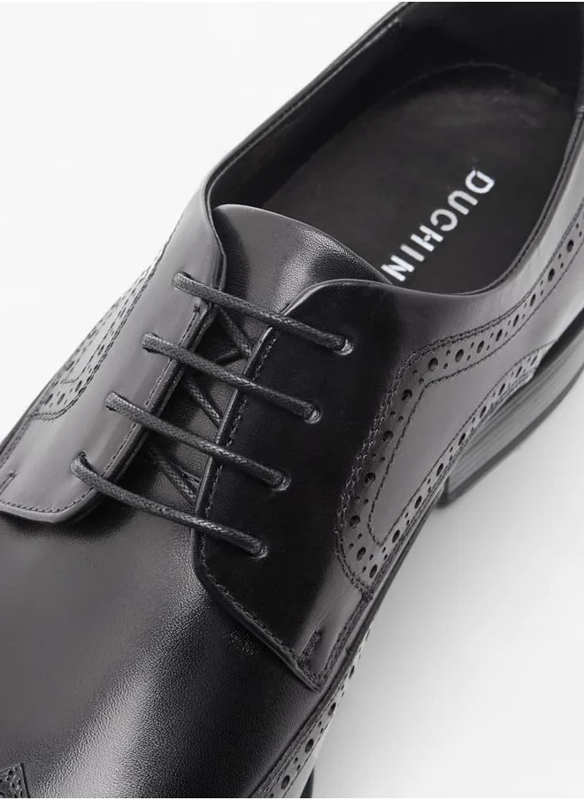 DUCHINI Men's Perforated Derby Shoes with Lace-Up Closure