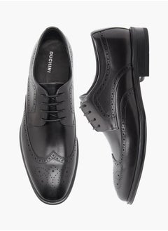 DUCHINI Men's Perforated Derby Shoes with Lace-Up Closure  - Image 1