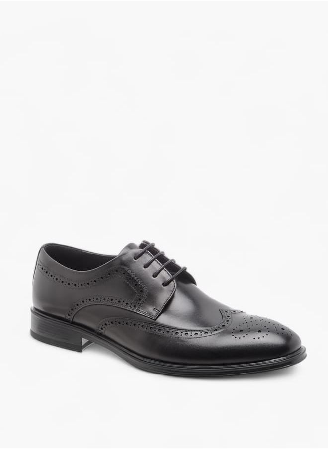 DUCHINI Men's Perforated Derby Shoes with Lace-Up Closure  - Image 2